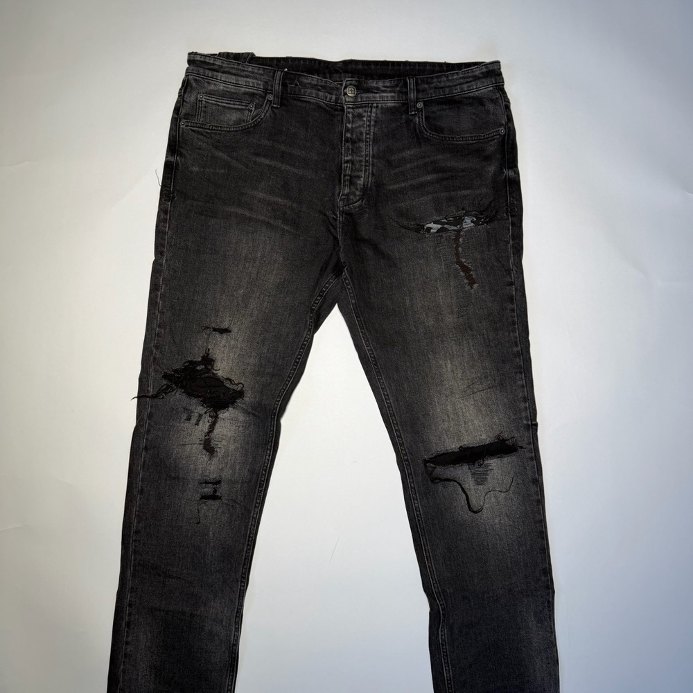 Ksubi Charcoal Distressed Slim Straight Jeans